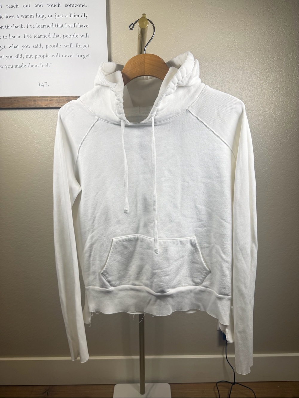Frank & Eileen White Lightweight Pullover Hoodie with Kangaroo Pocket